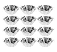 DOITOOL 24 Pcs Flower Tart Muffin Cup, Non-Stick Stainless Steel Mold | Carbon Steel Build, Easy Release Finish, Stackable Storage, for Mini Cheesecakes and Cupcake Prep