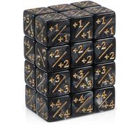 DOITOOL 24pcs 1/+1 Token Dice Counter - Black Pearl Marble D6 Tracker Set Compatible with Magic The Gathering Ccg Card Games, Math Learning Manipulatives for Classroom Education And Board Games