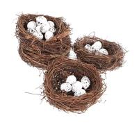 DOITOOL 24pcs Easter Simulation Rattan Bird Nest with Artificial Nests and Fake Bird Eggs Home and Party Decor DIY Craft Props for Spring and Holiday Decoration
