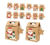 DOITOOL 24pcs Kraft Paper Treat Boxes for Christmas Party Favors Small Candy Packaging Boxes Easy Assembly for Birthday and Holiday Celebrations