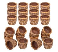 DOITOOL 24pcs Miniature Resin Rattan Baskets for Dollhouse Decoration, Tiny Woven Basket Set for DIY Crafts, Fairy Garden, Small Home Scene Accessories