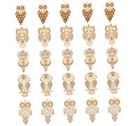 DOITOOL 25Pcs Wooden Owl Cutouts Hanging Ornaments DIY Handmade Pendants Lightweight Natural Wood Decorations for Halloween Home Party