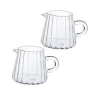 DOITOOL 2pcs 200ml High Borosilicate Glass Milk Jug Set, Small Creamer Pitcher Spout for Espresso Coffee, Milk Frothing and Creamer Container for Home Use