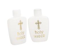 DOITOOL 2pcs 60ml Holy Water Bottles with Cross Religious Prayer Oil Bottles Small Plastic Lotion Containers for Baptism and Spiritual Use
