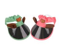 DOITOOL 2pcs Adjustable Dog Sun Hat with Ear Cutouts for Small Dogs and Cats, Lightweight Polyester and Pvc Material, for Outdoor Sun Protection and Backyard Play on Sunny Days
