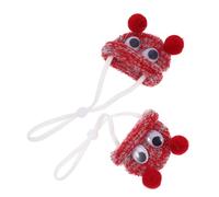 DOITOOL 2pcs Adjustable Mini Hamster Hat Set for Small Animals Soft Knitted Lightweight Headwear with Cord Lock for Hamsters Guinea Pigs Birds Playful Pet Costume Accessories for Parties