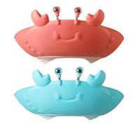 DOITOOL 2pcs Adjustable Shampoo Cap Bathing Hat Crab Shape Waterproof Silicone Material Easy Drainage Nice-looking Design Hair Washing Shower Accessory