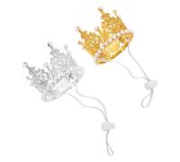 DOITOOL 2pcs Adjustable Sparkling Cat Crown Hat for Small Pets Birthday Party Tiara Headwear for Dogs and Cats Pet Costume Accessories for Fun Social Events and Photo Props