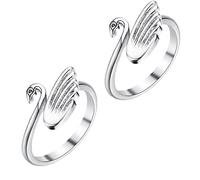 DOITOOL 2Pcs Adjustable Swan Shape Crochet Ring Durable Knitting Loop for Sewing Quilting Projects Creative Design for Consistent Thread Tension Easy to Wear Left