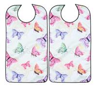 DOITOOL 2Pcs Adult Bib for Eating Waterproof Clothing Protector Reusable Elderly Bibs for Seniors and Disabled 32.68X17.72In Durable Water-Resistant Material