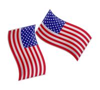 DOITOOL 2pcs American Flag Car Decal Made of Sturdy Aluminum with Easy Installation and Removal, Flag Shaped Metal Sticker Suitable for Cars and Motorcycles, for Exterior Decoration