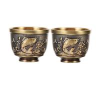 DOITOOL 2pcs Ancient Chinese Wine Cups Small Retro Metal Tea Cups for Home Office Decor Versatile Dual-Purpose Design for Wine Liquor Tea Party Celebrations
