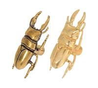 DOITOOL 2pcs Antique Brass Beetle Cabinet Knobs, Vintage Furniture Hardware | Solid Brass, Smooth Polished Finish, Standard Mounting Holes, 2 X Cabinet Knobs for Storage Boxes