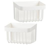 DOITOOL 2pcs Bathroom Storage Basket Stick on Shelves Bathroom Wall Shelf Kitchen Storage Shelf Storage Shelves Sink Tray Drainer Mounted Bin Basket Desk The Hips Bathroom Shelf