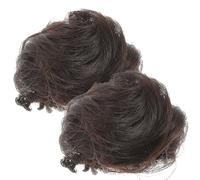 DOITOOL 2pcs Black Cat Ear Bun Hairpiece for Women Fluffy Silk Hair Extension with Claw Clip Easy to Put or Take off Adds Hair Volume for Party or Office