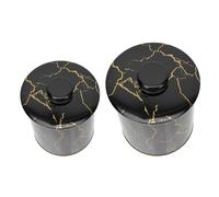 DOITOOL 2pcs Black Marble Pattern Airtight Storage Jars Set, Food Storage Containers for Dried Fruit and Candy, Kitchen Pantry Sealed Canisters with Lids, Home Organization
