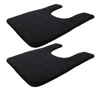 DOITOOL 2pcs Black U Shaped Toilet Floor Mat with Non Slip Backing | Coral Fleece and Latex, Plush Absorbent Surface with Reinforced Edging, for Toilet Base and Bathroom Floor