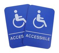 DOITOOL 2pcs Blue Handicap Parking Signs with Braille, Ada Compliant Self-adhesive Plastic Accessible Signs for Parking Lots and Entrances, Suitable for Public Buildings and Restaurants
