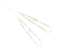 DOITOOL 2Pcs Bohemian Style Beaded Mobile Phone Charm with Soft Ceramic Beads, Anti-Lost Wrist Strap for Smartphones, Beige and White Set, Phone Hanging Lanyard for Everyday Use