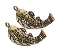DOITOOL 2pcs Brass Carp Keychain Creative Metal Fish Pendant Key Ring Car Key Hanging Ornament for Bags