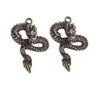 DOITOOL 2pcs Brass Craft Diy Dragon Keychain Pendant Brass Decor Pendants for Charm Collection