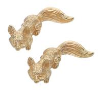 DOITOOL 2pcs Brass Fox Cabinet Handles, Retro Animal Drawer Pulls for Kitchen Cupboard, Polished Brass Furniture Door Knobs Suitable for Living Room and Office