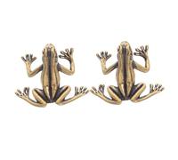 DOITOOL 2pcs Brass Frog Cabinet Knobs Vintage Solid Brass Drawer Pulls for Bedroom Wardrobe Dressers Cupboards Decorative Hardware with Classic Whimsical Design