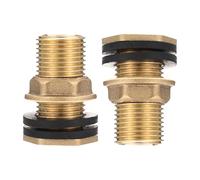 DOITOOL 2pcs Brass Water Bulkhead Tank Connectors with 1/2 Inch Female and Male Threads 2pcs Sealing Gaskets Sturdy Water Tank Hose Fittings for Garden Hose and Outdoor Storage
