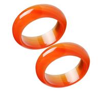 DOITOOL 2pcs Carnelian Rings for Women Couples Lightweight Smooth Inner Band Orange Gemstone Band Rings Unique Elegant Design for Daily Wear and Anniversaries