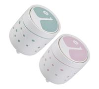 DOITOOL 2Pcs Cartoon Mini Deer Desktop Trash Can with Lid, Plastic Small Waste Bin for Office Desk and Vanity, Pink Green Compact Paper Basket for Bedroom and Tabletop