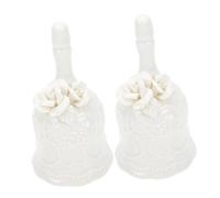 DOITOOL 2pcs Ceramic Christmas Handbell with Handle Elegant Porcelain Ringing Bell for Wedding Ceremony Classroom Attention Restaurant Service Festive Holiday Decor