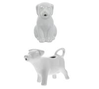 DOITOOL 2pcs Ceramic Milk Pitcher Jug Set in White with Cow and Dog Shape, 40ml Capacity Each, Fine Workmanship for Serving Hot Or Warmed Contents, for Home and Western Restaurant Use