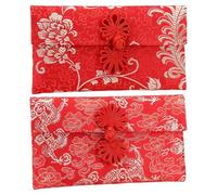 DOITOOL 2pcs Chinese Style Embroidered Red Packet Brocade Envelope for Wedding and Family Visits Elegant Red Money Pouch to Hold Greeting Cards and Cash Traditional Spring
