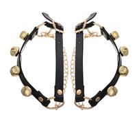 DOITOOL 2pcs Christmas Shoes Bells Decoration for Holiday Party Decor, Black Pu and Copper Material, Easy to Use and Reliable, for Christmas Celebrations and Festive Cheer