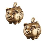 DOITOOL 2Pcs Creative Brass Little Pig Keychain Pendant Vintage-style DIY Charm for Bag and Keyring Decoration Unique Micro Carving Collection for Pig Lovers