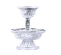 DOITOOL 2Pcs Crystal Glass Buddhist Offering Cups with Tray - Transparent Zen Room Decor Altar Water Bowls - Fade-Resistant Footed Chalice for Meditation Spiritual Rituals and Tea Ceremony