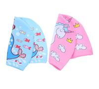 DOITOOL 2pcs Cute Swimming Cap for Bathing and Regular Swimming Lessons, Unisex Polyester Swim Hat with Ear Protection, Easy to Put and Pull, Fashionable and Comfortable for Teens