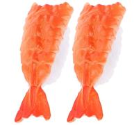 DOITOOL 2pcs Decorative Fake Sushi Magnets with Shrimp Shape Made of Pvc and Magnet Material, Creative and Simple Design for Kitchen and Home Decor Storage Cabinets Or Whiteboards