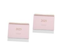 DOITOOL 2pcs Desk Calendar Pink Monthly Planner with Metal Coil Binding Retro Aesthetic Table Office Calendar Thick Paper for Daily Use Flip Desktop Organizer for Academic and Personal