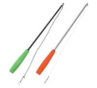 DOITOOL 2pcs DIY Cat Teaser Stick Three-section Interactive Wand with Green and Orange Handles Engages Hunting Instincts and Encourages Exercise for Indoor Cats and Kittens