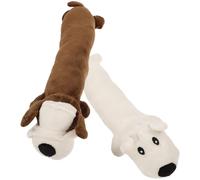 DOITOOL 2pcs Dog Chewing Plush Molar Teeth Resistance Plaything for Puppies Puppy Training Interactive Soft Pet Brown White Dachshund Shape