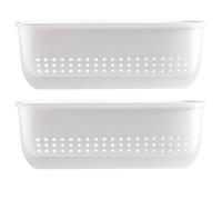 DOITOOL 2Pcs Double-Layer Plastic Vegetable Fruit Strainer Baskets with Wall-Mounted Design, Half Bowl Sink Strainer Basket for Quick Draining in Indoor Kitchen and Outdoor Camping