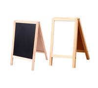 DOITOOL 2pcs Double Sided Chalk Board Foldable Wooden Student Message Board for Childrens Drawing and Writing Freestanding Whiteboard and Blackboard Combo for Creative Learning