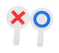 DOITOOL 2pcs Double-sided Handheld Voting Paddles with Yes No Circle Cross Signs Plastic Classroom Supplies for Teacher Student Interaction and Participation Tool
