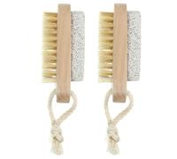 DOITOOL 2pcs Double-Sided Pumice Foot Stone and Nail Brush 9.5x4cm with Exfoliating Scrubbers for Dead Skin Removal and Callus Care, Handheld Shower Body Brush for Feet and Toes