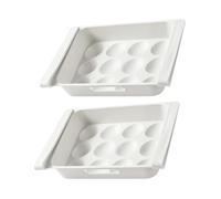 DOITOOL 2Pcs Drawer Egg Holders Refrigerator Storage Boxes Large Capacity Kitchen Organizer for Egg Preservation and Freezer Use
