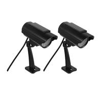 DOITOOL 2pcs Dummy Fake Security Camera - Bullet Simulated Cctv Camera For Indoor Outdoor Office Home Shop Garage Black (Without Battery)
