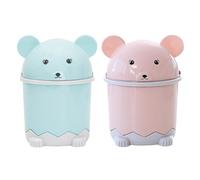 DOITOOL 2pcs Flip-top Desktop Trash Can Set, Wear-resistant Cartoon Household Wastebaskets for Bathroom and Living Room, Convenient Small Office Supply Trash Buckets in Blue Pink