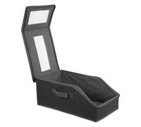 DOITOOL 2pcs Foldable Baseball Hat Storage Boxes with Window and Double Zipper - Space-saving Closet Organizer for Cupboards and Travel, Holds to 15 Caps, Dark Grey