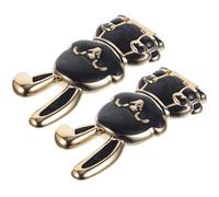 DOITOOL 2Pcs Foldable Rabbit Shape Mobile Phone Bracket with Long Ears, Desktop Sticky Phone Holder Stand for Smartphones, Black Cellphone Rack for Home and Office Use